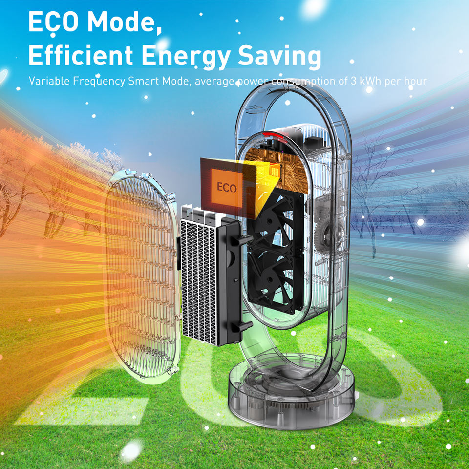 1500W Oscillating Space Heater for Indoor Use, Fast Heating Within 2s with PTC Heating Tech, 3 Timers & 3 Temperature Settings with Remote Control for Office and Home