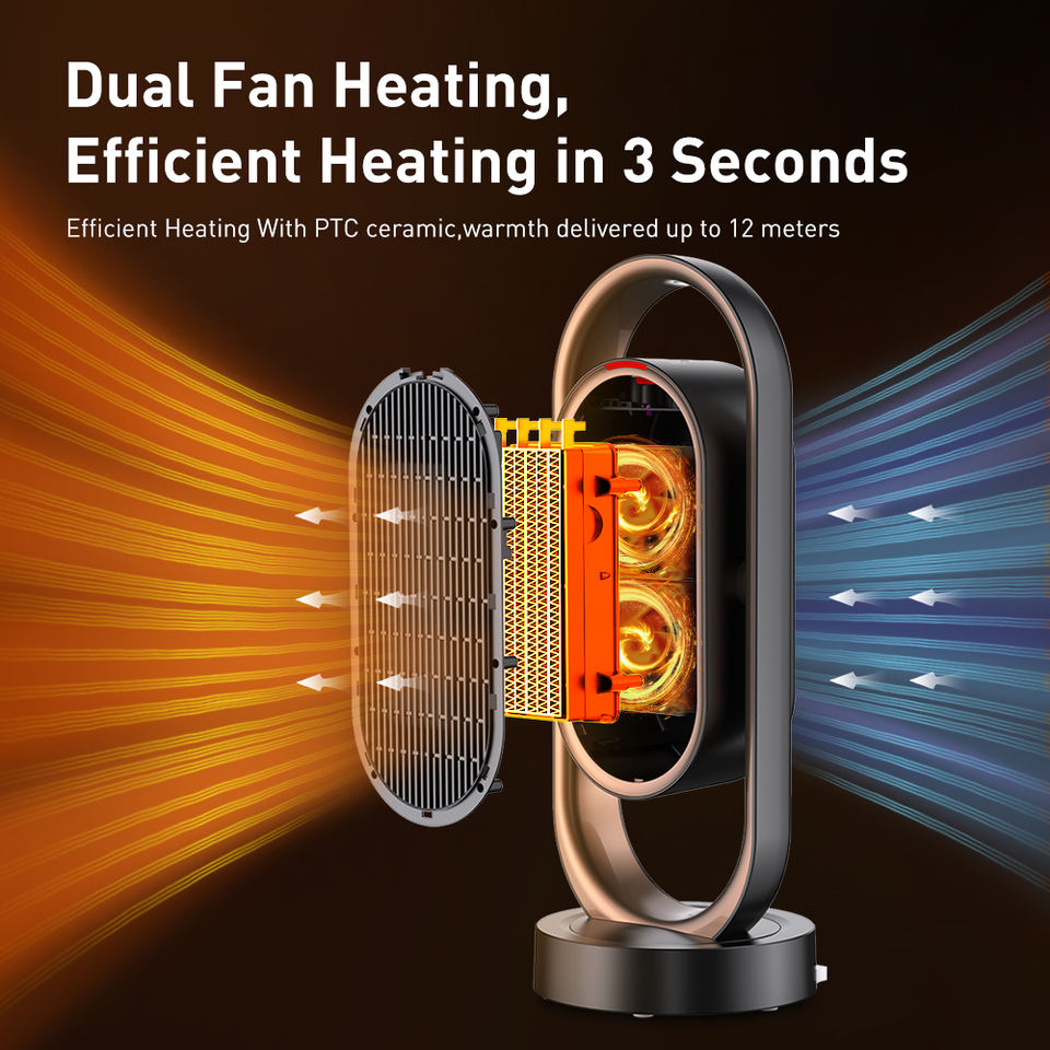 1500W Oscillating Space Heater for Indoor Use, Fast Heating Within 2s with PTC Heating Tech, 3 Timers & 3 Temperature Settings with Remote Control for Office and Home