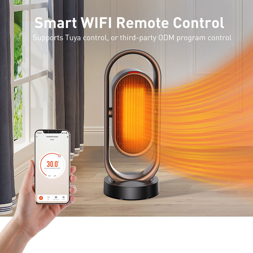 1500W Oscillating Space Heater for Indoor Use, Fast Heating Within 2s with PTC Heating Tech, 3 Timers & 3 Temperature Settings with Remote Control for Office and Home